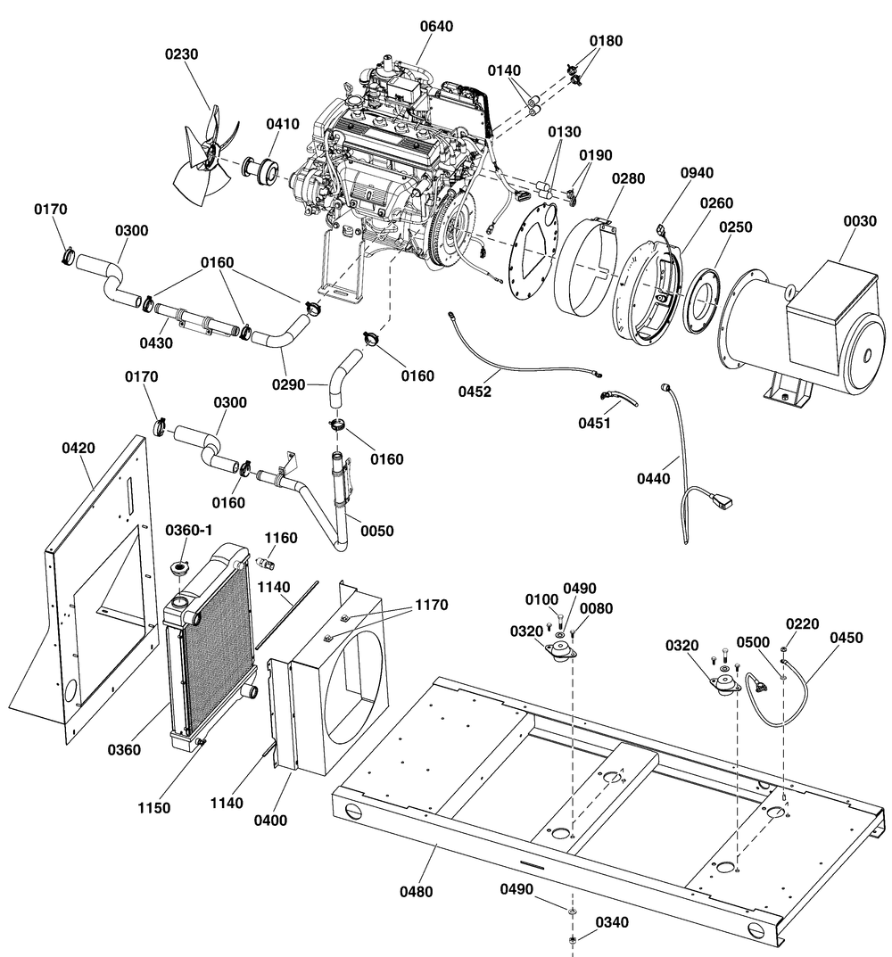 Main Unit Group Diagram and Parts List for 076171-00  Briggs and Stratton Generator